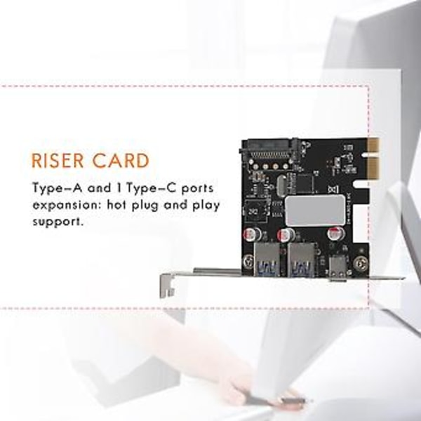 Usb 3.1 Typ C Pcie Expansionskort Pci-e Till 1 Typ C Och 2 Typ A 3.0 Usb Adapter Pci Controller Hu
