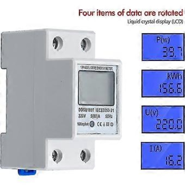 Enkeltfaset elmåler 5-80 A 230v 50hz Digital elmåler
