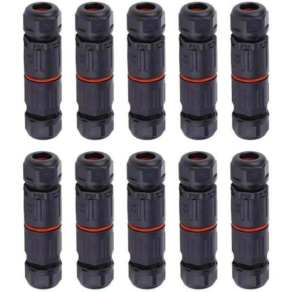 10 PCS IP68 Waterproof Electrical Cable Connector, Female 3 Pin Waterproof Connectors Outdoor Power Socket Waterproof Wire Connector Fitting