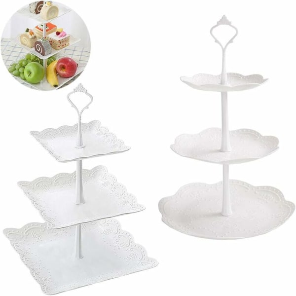 2 stk godteri kakefat displaystativ, cupcake displaystativ, 3 etasjers serveringsfat cupcakes frukt displaystativ for fest, bursdag, bryllup