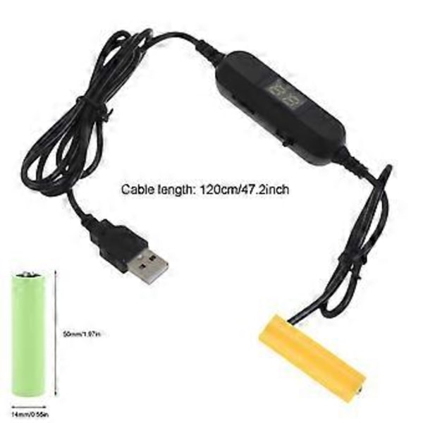 USB - 1,5 V 3 V 4,5 V 6 V 12 V LR6 AM3 AA -valevirtakaapeli, korvaa 1–8 kpl paristoja radiolle, LED-valolle, lelulle, liiketunnistimelle