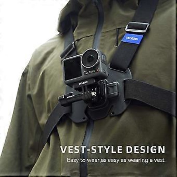 Bröstrem Fäste Västbälte Fäste för GoPro Hero 11 10 9 8 7 6 5 Insta360 SJCAM EKEN DJI Action Kameratillbehör