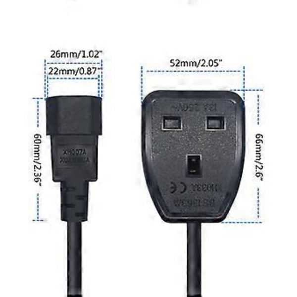 Högkvalitativ IEC C14 Hane till Brittisk Hona Uttag IEC till Strömkabel Adapter