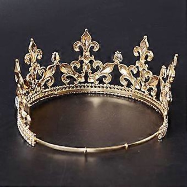 Guldkrone til mænd Justerbar Imperial Medieval Fødselsdagskrone Prom