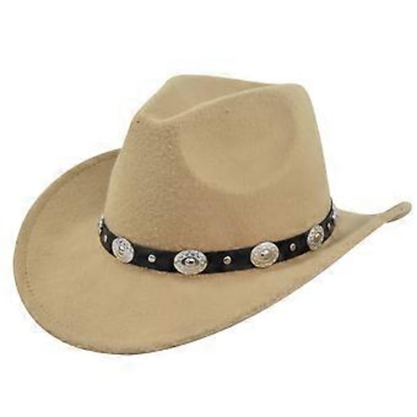 Klassisk Cowboyhat Retro Jazzhat Etnisk Uld Top Hat Filthat Retro Faux Fårehat Cowboyhat