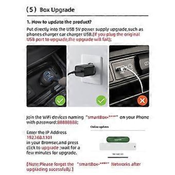 Trådlös Carplay Adapter - Konvertera Kabelansluten till Trådlös Carplay Dongle Plug & Play - för IOS och för Android Auto