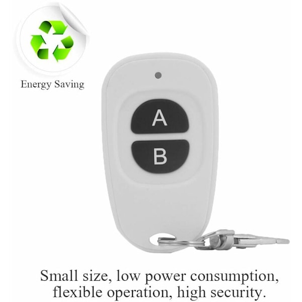 2-knapps trådløs RF-relé fjernkontroll 433MHz senderavstand opptil 30-50m for elektrisk garasjeport/gardin/lås/vannpumpe