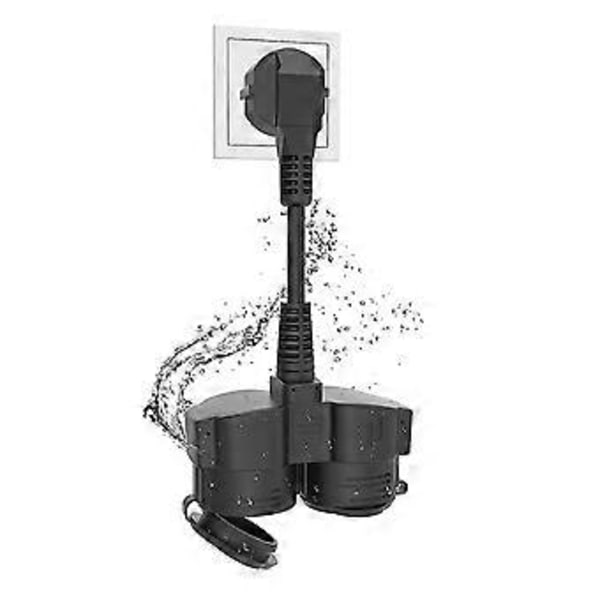 Kaksoispistorasia, Jatkojohto 2 Schuko-pistorasialla, Monipistorasia Ulkokäyttöön, 16 A / 250 V, EU-pistoke