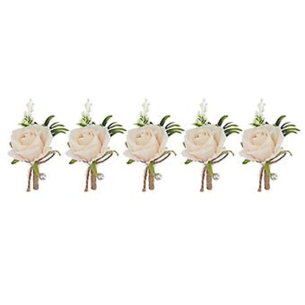 Knapphålsblomma, 5 st Bröllopsboutonniere Nål Bröllopskorsage Ros Konstgjord Brudgum Ros Exceptionellt Hantverk