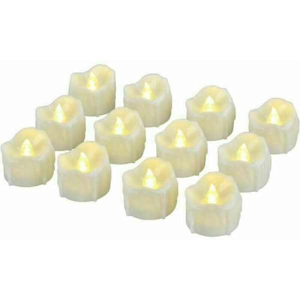 LED-lys, LED-teljus, flammefrie lys med timer, automatisk modus: 6 timer på og 18 timer av, 3,2 x 3,6 cm, pakke med 12, varm hvit