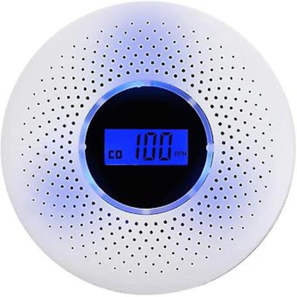 Kolmonoxid- och rökdetektor kombinationsenhet batteridriven CO-larm med LED-ljus blinkande ljud Wa