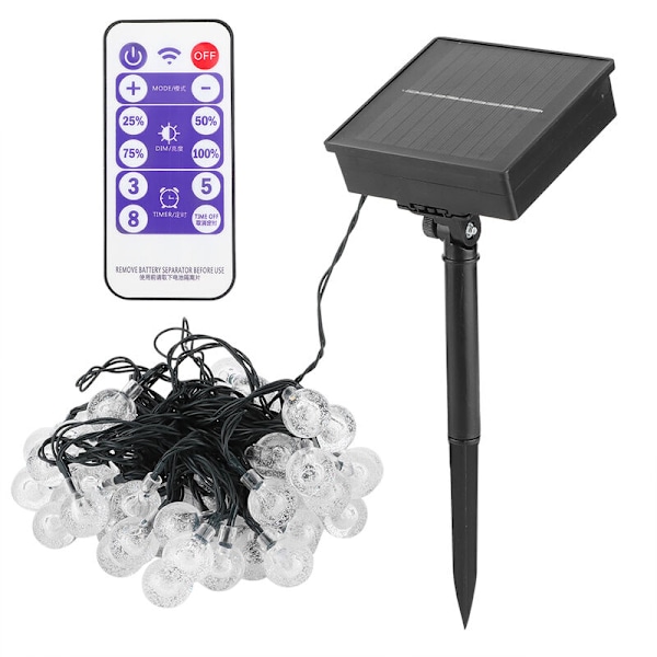 10M 60LED Solar Chip Fjernkontroll LED Lysstreng Varm Hvit Vanntett Lysstreng