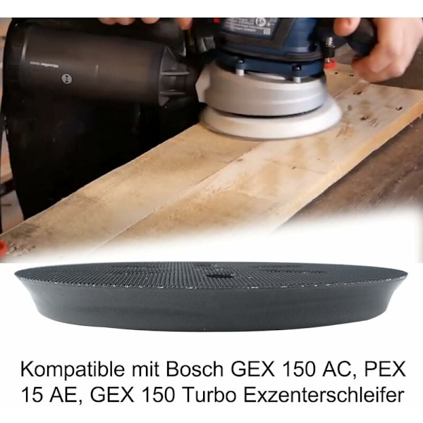 Slippaplatta för Bosch excenterslip Gex 150 AC, PEX 15 AE, GEX 150 Turbo Ø 150 mm med skruv, Slippapper kompatibel med Bosch