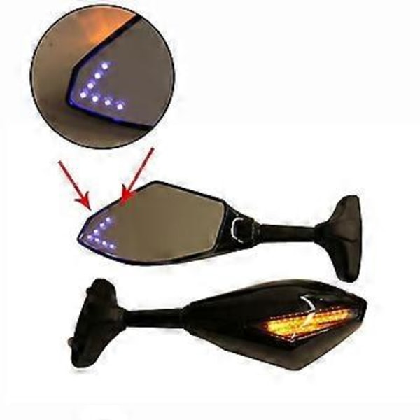 Motorsykkel LED Sidespeil med Lys For Yzf R1 R6 Fz1 Fz6 600r R3