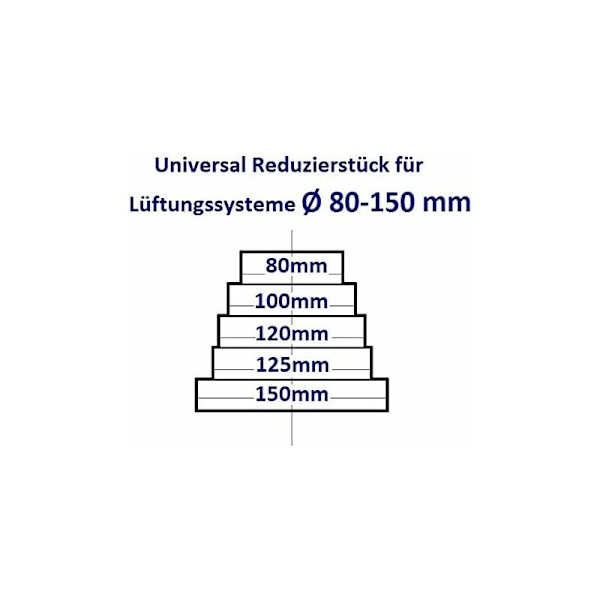 Universal rund reduksjon for ventilasjonssystem med en diameter på 80-150 mm - RDRC kanal