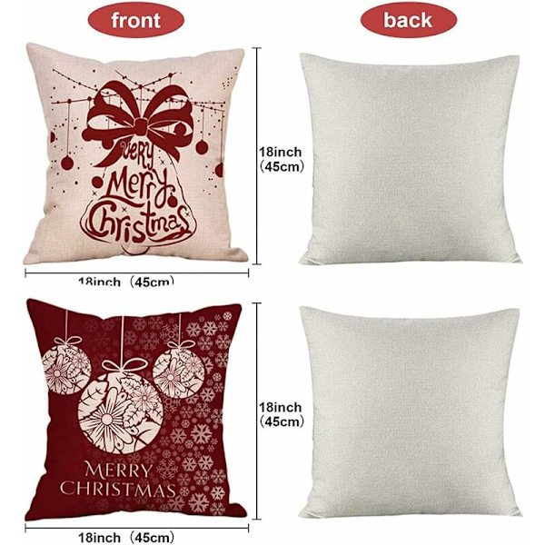 4PCS Juletema Putetrekk, Snøfnugg Putetrekk, Jule Putetrekk, Jule Putetrekk for Sofa