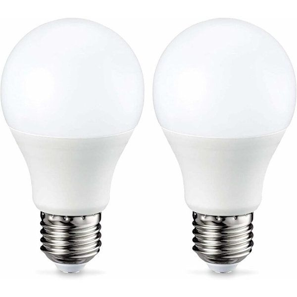 LED E27 Skruepære, 9W (svarer til 60W), Varm Hvid, Dæmpbar - 2-pak [Energiklasse F]