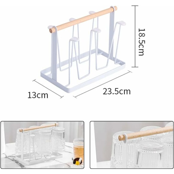 Pulloteline, kuivatusteline, 1 kpl kuivatusteline, rauta, ruostumaton maalattu, silikonialustalla, 6 asennon ripustussuu (13 x 23,5 x 18,5 cm, valkoinen)