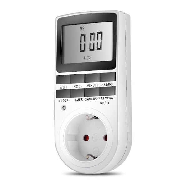 Digital Programmable Socket - Weekly Digital Timer, LCD Display, Energy Saving (1 Pack)