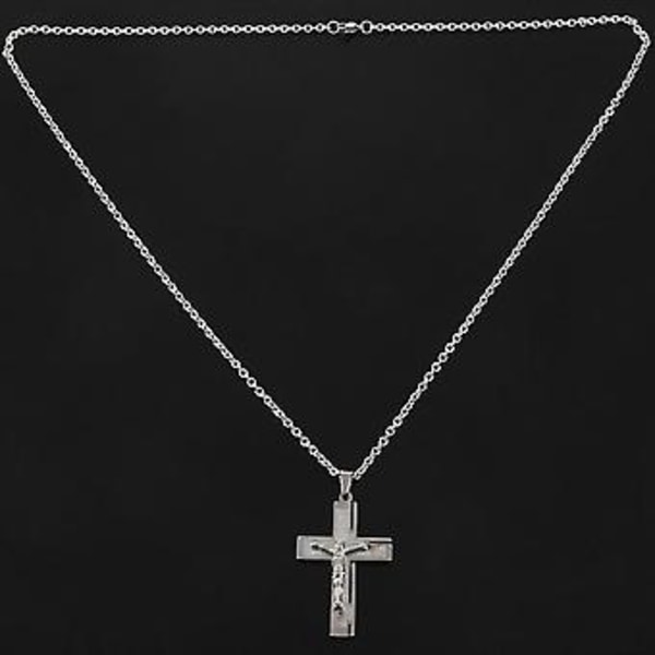 Smykker Rustfrit Stål Jesus Krucifiks Bibel Bøn Vedhæng Med 70cm Halskæde, Halskæde Til Mænd, S
