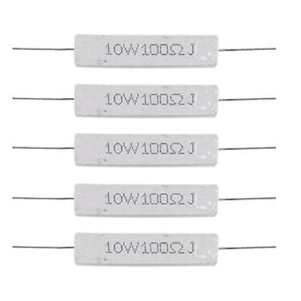 5 stk. 10w Watt 100 Ohm 5% Aksiale Trådviklede Cementmodstande