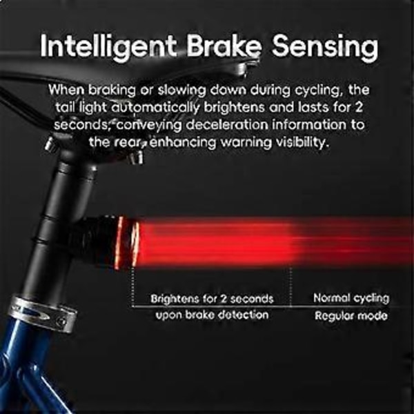 Smart Automatisk Bremsesensor Sykkel Baklys Vanntett Berøringssensor Sykkel Baklys Vibrasjonsaktivering BL-S2