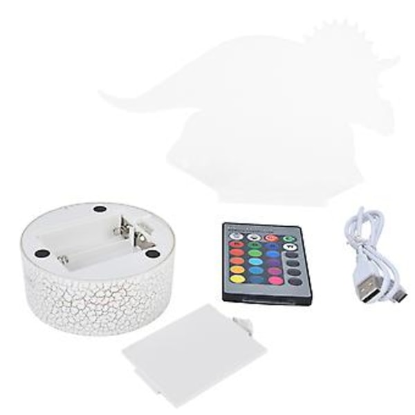 RGB Dinosaurieformad Nattlampa 16 Färger 4 Lägen Dimbar Bordslampa Gåva med Touch Fjärrkontroll