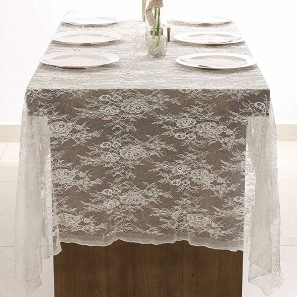 Hvid blondedug 150 300cm broderet blondedug blondeovertræk til rustikt bryllup vintage dekoration sommerreception udendørs festreception bryllup