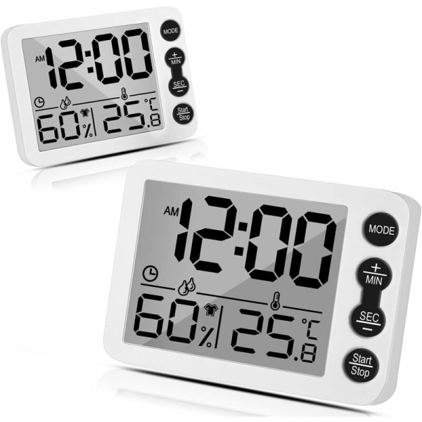 Termometer indendørs hygrometer, multifunktion elektronisk termo-hygrometer, klart LCD-display, nøjagtig fugtighedsmonitor med vækkeur til