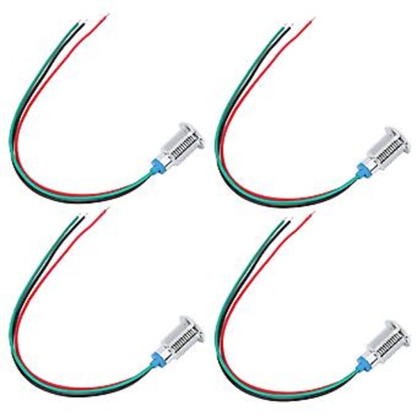 4 Set Förkopplade Runda Lysdioder Metall Vattentät 2-Färgsindikator Gemensam Katod 10mm 12-24V (Röd och Grön)