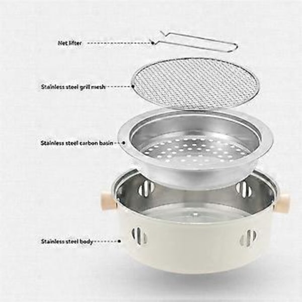 Udendørs Camping Grill BBQ Komfur Multifunktionel Hjem Kul BBQ Grill med Rund Non-Stick Grill Komfur