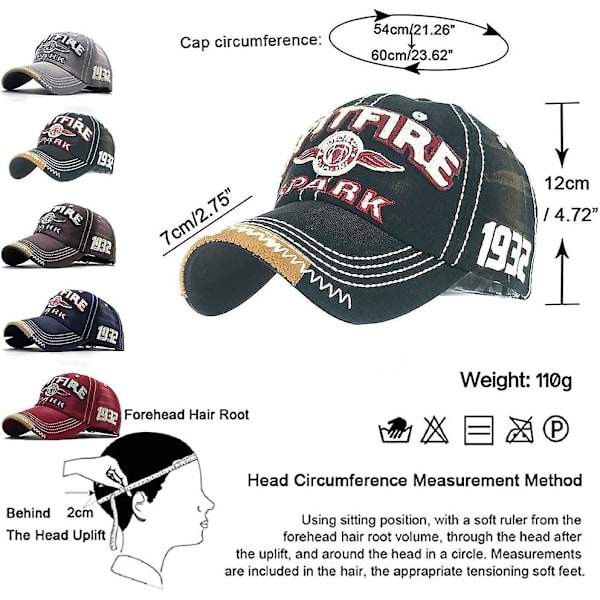 1 st Distressed Baseball Cap för män Vintage Trucker Hat Män Bomull Broderad Present Svart
