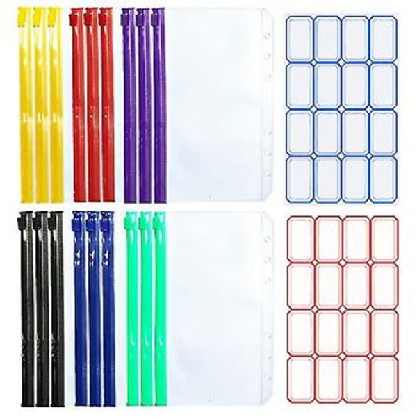 A6 Budt Binder -taskut vetoketjulla, kirkkaat 6 reiän käteiskirjekuoret F, pvc My Coupon Ize