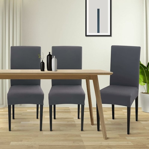 Stretch Stolskydd Set om 6 Matstolsöverdrag Universell Tvättbar Moderna Stolsöverdrag för Matsalsinredning Restaurang Hotell Bukett, Mörk G