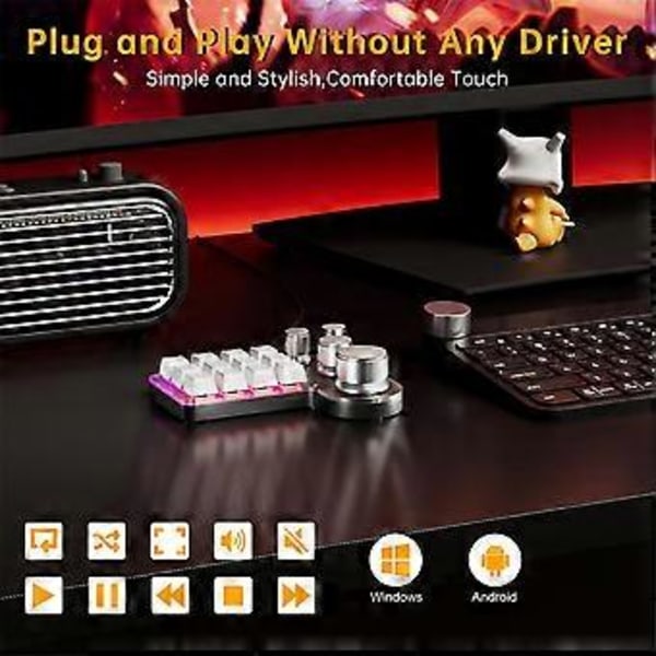 Tilpasset Makrotastatur 12 Taster 4 Knotter Mini USB Mekanisk Tastatur Programmering Makro Gaming Tastatur Hvit