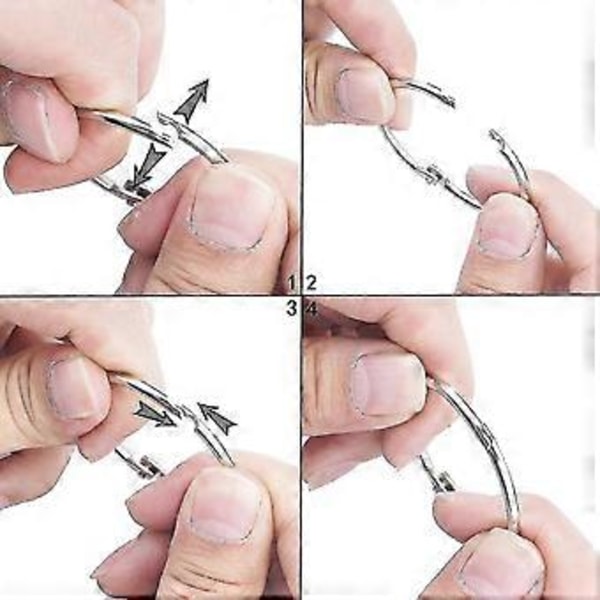 50 stk. ringbindsringe 3,2 cm, el-belagte stålringe, løse blade ringbindsringe, nøgleringe, metalringe til indeks S.