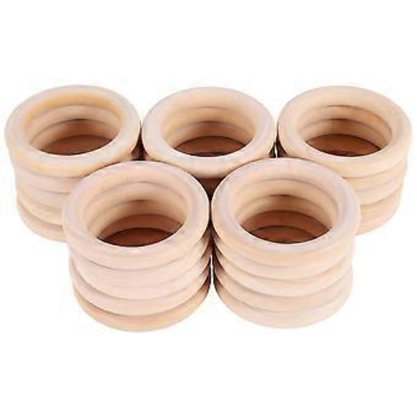 25 stk. Naturlige Træringe 70mm Ubehandlede Macrame Træringe Træcirkler til DIY Håndværksring Vedhæng Smykkefremstilling