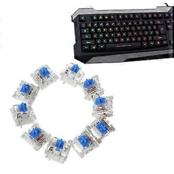 Blåa brytare för Gateron mekaniskt tangentbord Cherry MX-kompatibla vit botten klar blå brytare 10 stycken
