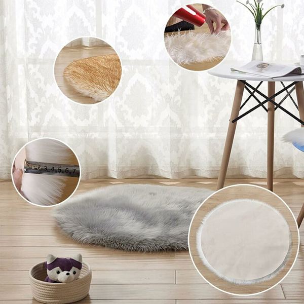 Faux päls mjuk fluffig enkel fårskinn stule stil matta, Faux Fleece stolsskydd sittdyna mjuk fluffig lurvig matta för sovrum soffa golv