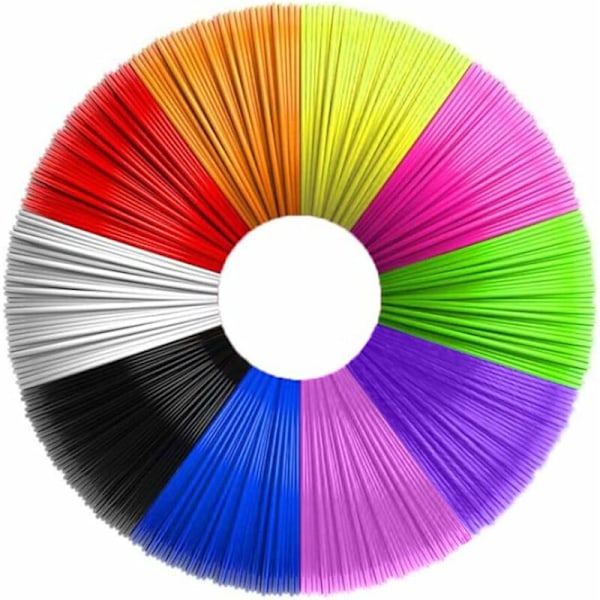 3D-penntråd, Pla 1,75 filamentrefill for 3D-penn, 10 farger, 5 meter hver, 3D-penntråd for barn og voksne, kompatibel med profesjonell 3D-utskrift