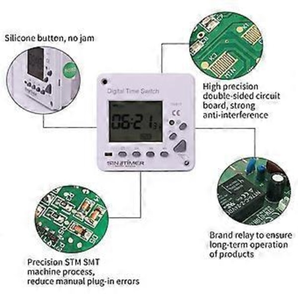 TM617-1 Intelligent Bakgrunnsbelysning Stor Skjerm Tidskontroll Bryter Timer Panel
