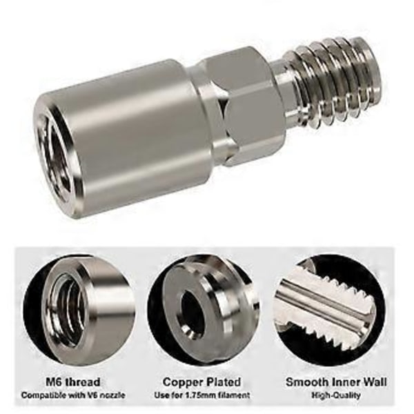 3D Printer Dele Kobberbelagt Dyseadapter til V6 Pro/V6 3D Printer Tilbehør