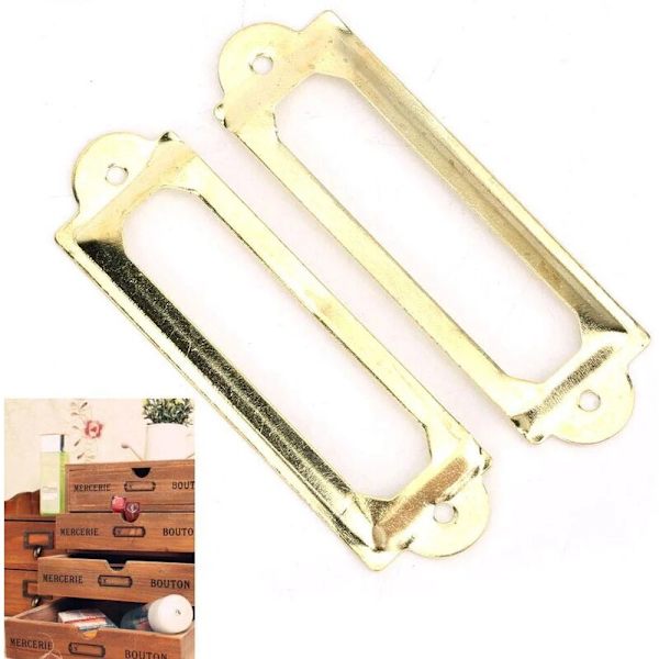 20 stk. Etiketkortramme 60mm x 17mm Metal Etiket Holder Kontor Fil Skab Skuffe Navnekort Skab Tømrer Reparation Dekoration (Gul Bronze