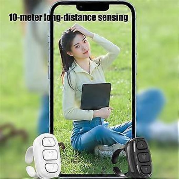 Trådløs Fingertip Fjernbetjening Ring Bluetooth Ring Scroller Side Vender Stabil Forbindelse Trådløs Side Vender Sort