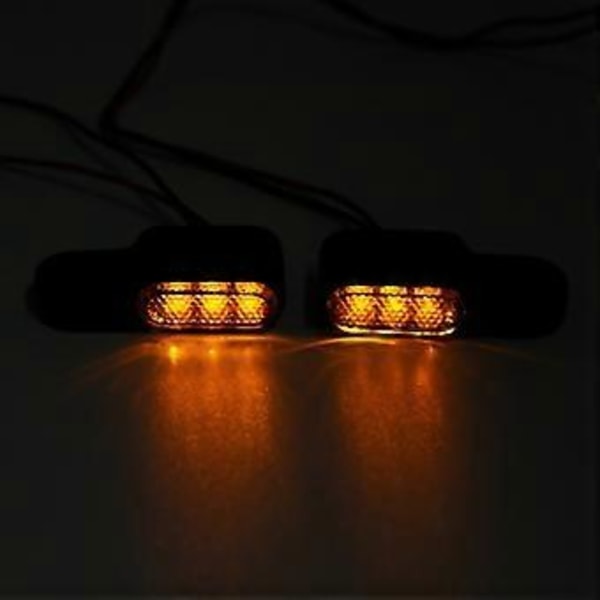 2 STK 12V Motorcykel Blinklys LED Blinklys Styr Amber Signallampe Blinker, Beslag, Sort