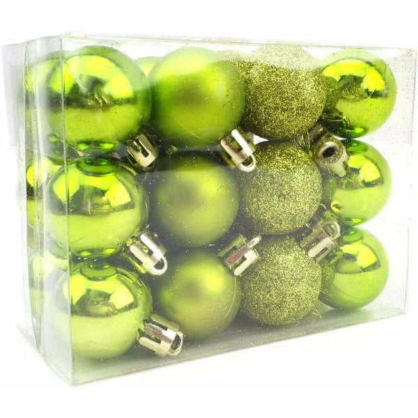 Set med 24 små dekorativa julkulor matt glitter 3 cm Grön (grön)