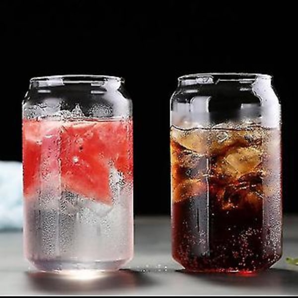4-pack Glasburkar i Form av Ölburkar, Simpla Koppar för Vatten, Mjölk, Öl, Smoothies, Dessert, Cola, 4