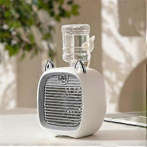 Vatten Luftkonditioneringsfläkt, Minifläkt, USB-fläkt, Bords Turbo Luftfuktare Kylare Rosa & Vit