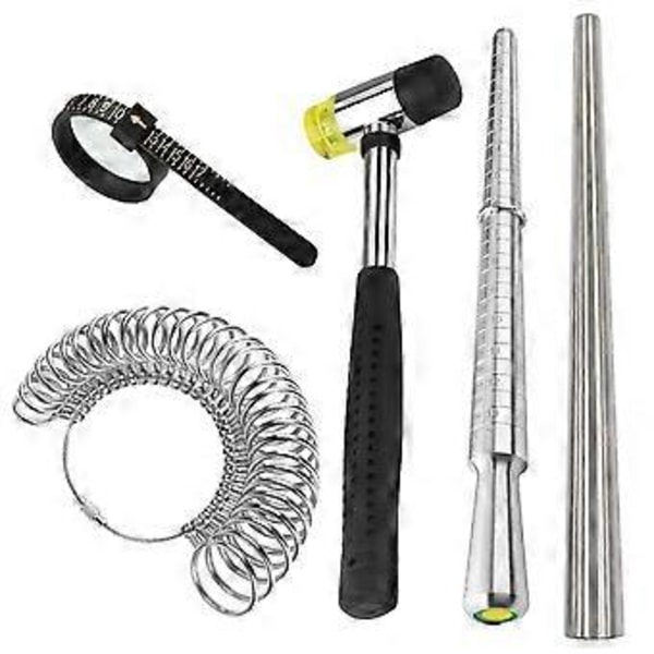 Ringstørrelsesverktøy, metall mandrel målestav ring mandrel aluminium med fingerstørrelse stålring