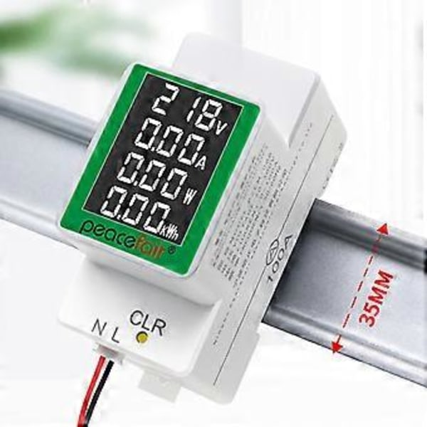 Ac Din Skinne Meter Digital Strøm Energi Voltmeter Amperemeter Watt Kwh 50v-300v 100a